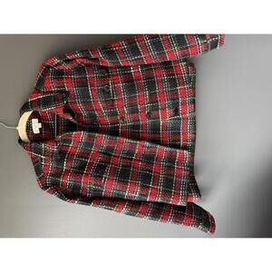 LOFT Petites Red and Black Plaid Tweed Suit XXS Petite